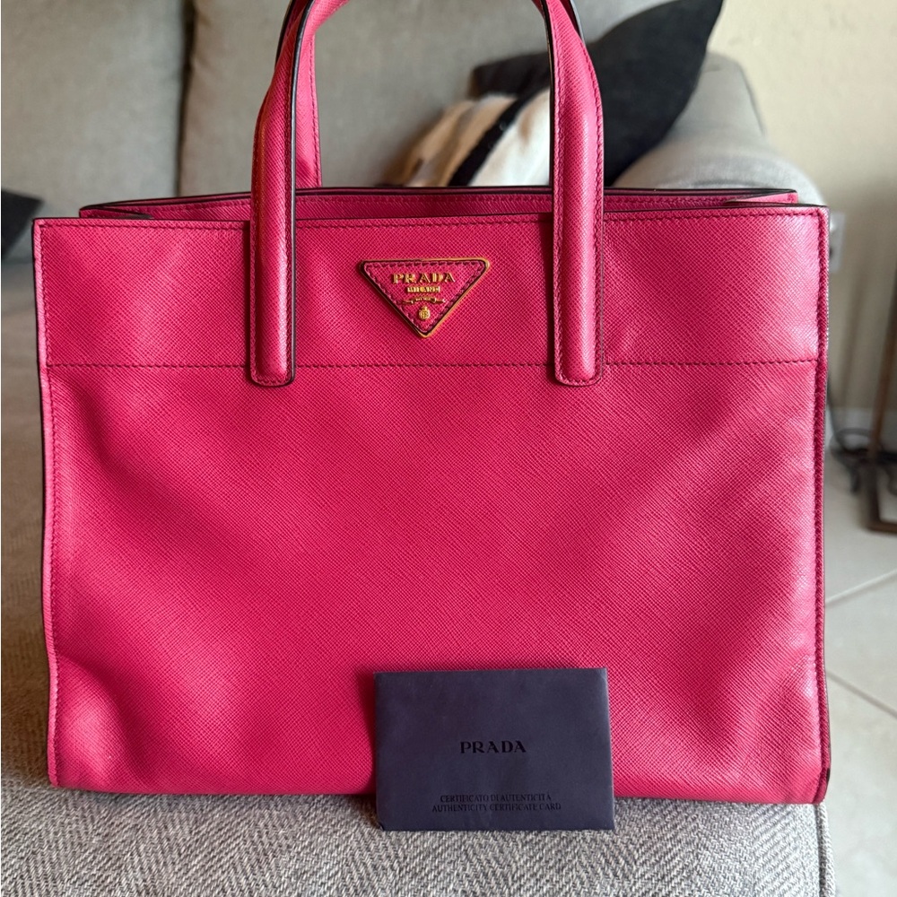 Prada Pink Saffiano Tote Bag